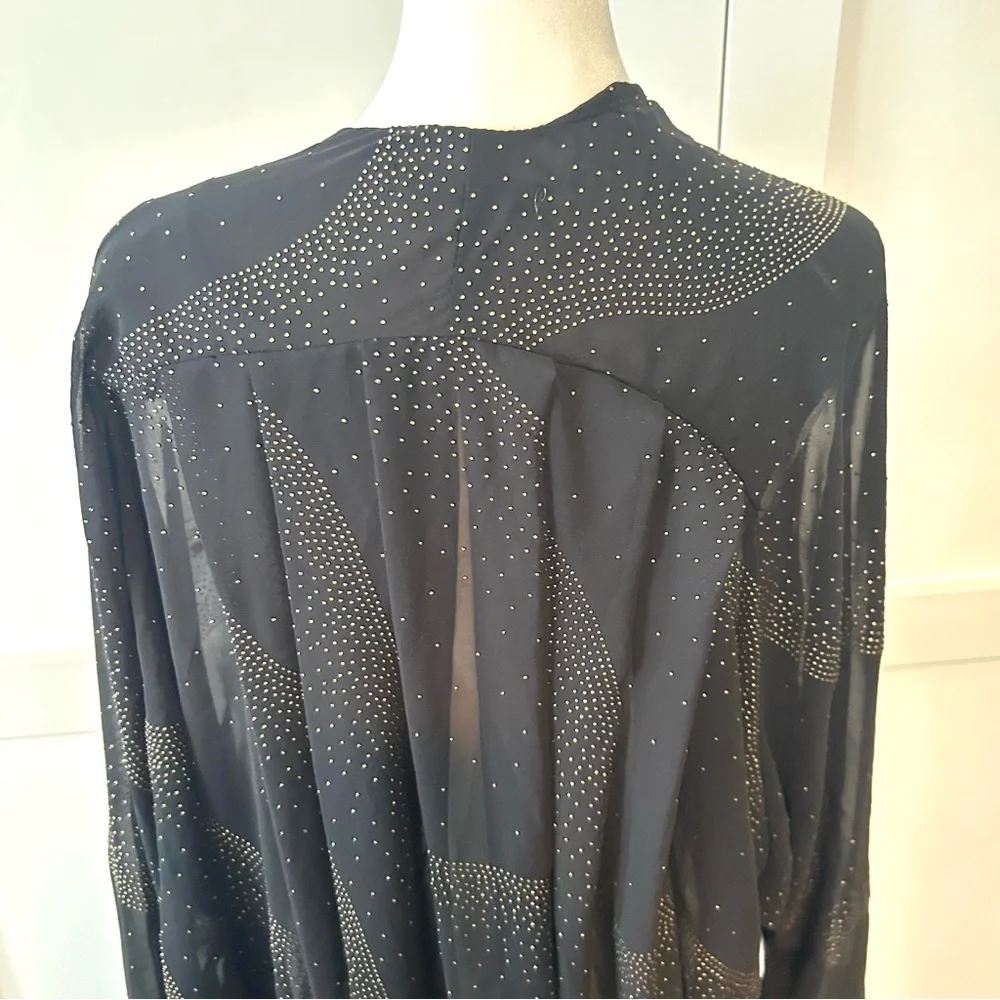 Minkpink Women's Black Gold Beaded Sheer‎ Kimono Top in Size L